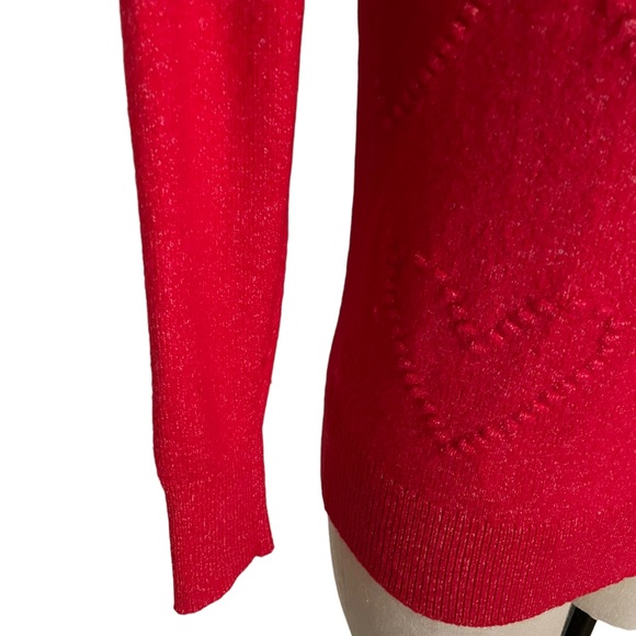 LOFT Red Sweater with Heart Detail Size XS - Picture 4 of 6